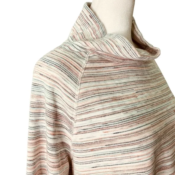 Talbots Featherweight Fleece Zip Hem‎ Pullover Space Dye Stripe Petite (Size L) - Picture 5 of 14